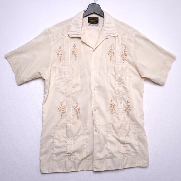 Vintage Continental Embroidered Guayabera Shirt - Made in Mexico L - Picture 1 of 9